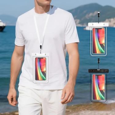 Imagem de Pacote com 2 bolsas flutuantes à prova d'água para celular, bolsa seca essencial de 17 cm para navio de cruzeiro na praia (MIX1)