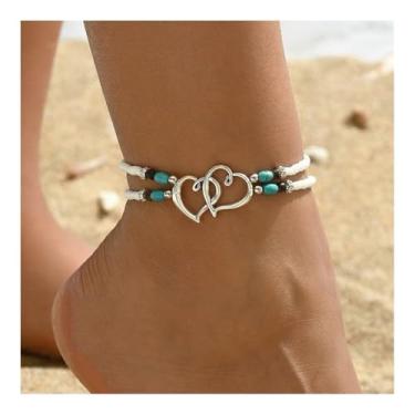 Imagem de Tornozeleiras femininas com contas boho em camadas douradas à prova d'água, joias de praia, presente, One Size, Latão, Sem Pedra Preciosa