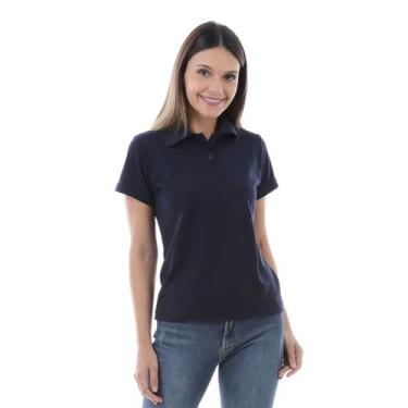 Imagem de Camisa Pólo Feminina Malha Piquet Punho nas Mangas - EBT Uniformes, Az