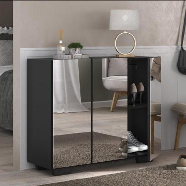 Imagem de Sapateira Com Espelho 3 Portas Nina Mp6023 Preta