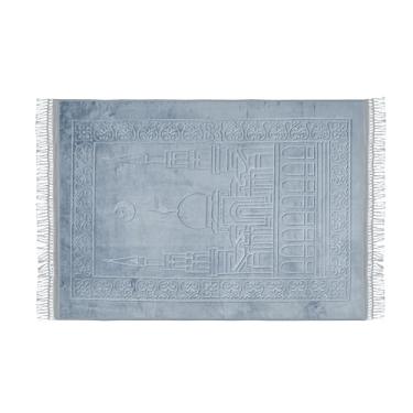 Imagem de WOOD MEETS COLOR 1 tapete de oração muçulmano, estilo tradicional, grande, grosso, tapete de oração muçulmana, lavável na máquina, presentes muçulmanos para homens e mulheres, (80 x 120 cm, cinza)