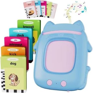 Imagem de Pronúncia Portátil Máquina de Cartões de Aprendizagem Educational (Português e Inglês) | APOLLO'S STORE (Gatinho - Azul)