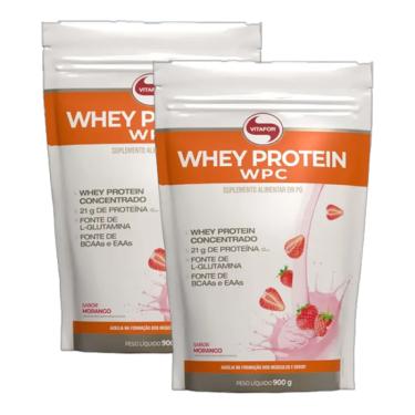 Imagem de Kit 2X: Whey Protein WPC Morango Vitafor 900g