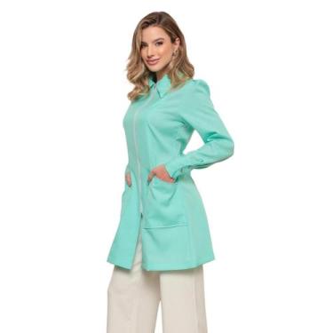 Imagem de Jaleco Feminino em Oxford Eli Zíper Manga Longa Verde - gardenia jalec