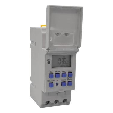Imagem de 2X Timer Temporizador Digital 110V 220V Bivolt 10A Din 35Mm