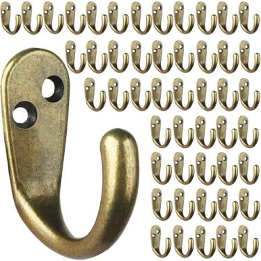 Imagem de IBosins 50 peças de ganchos para cabide montado na parede para pendurar ganchos de toalha com 100 parafusos para copo, caneca, bolsas, chapéu, boné, cachecol, coleiras para animais de estimação