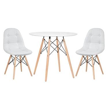 Imagem de Loft7, KIT - Mesa Eames 80 cm branco + 2 cadeiras Eames Botonê cinza claro
