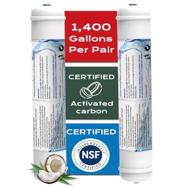 Imagem de Filtro de água de carbono ativado em linha, cartuchos de substituição de conexão rápida T33 1/10.2 cm para geladeira e máquina de gelo, sistema sob a pia, sistema de água por osmose reversa, pacote