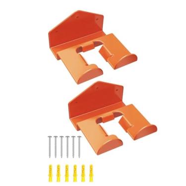Imagem de Cabide de parede para aparador de grama, resistente, aço laranja, borracha, montado na parede, organizador de garagem para ferramentas elétricas, armazenamento em galpão de