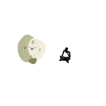 Imagem de Fenteer Relógio de Parede Abstrato Silencioso com Estátua Do Pensador, Decoração para Cozinha, Escritório, Casa de Campo, Sala de Estar, Prateleira, Mesa Ou E
