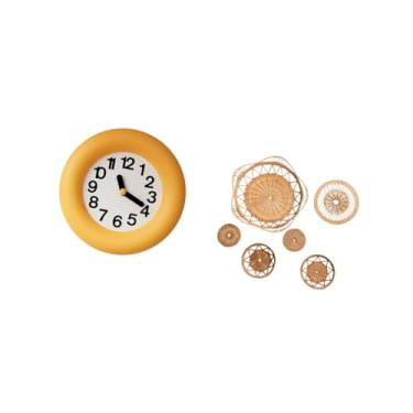 Imagem de Fenteer Relógio Analógico Contemporâneo Silencioso em Madeira com Decoração de Parede em Rattan Trançado, Ideal para Cozinha, Sala de Jantar, Quarto