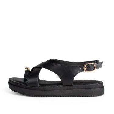 Imagem de Sandalia Dakota Tiras Cruzada Flatform Casual, 36, Preto