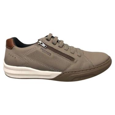 Imagem de Sapatênis Pegada Masculino Couro Casual Zíper Lateral Areia, 42