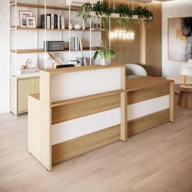 Imagem de Balcão de Recepção Retangular para Atendimento F5 Office G, Macadâmia 