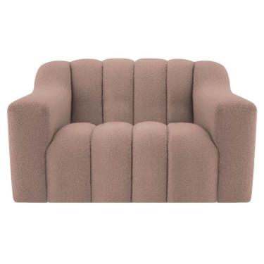 Imagem de Poltrona Decorativa Sala De Estar Recepção Elegance Linho Rosê