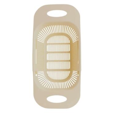 Imagem de Escorredor de Frutas Legumes e Massas Multiuso, Retrátil e Adaptável à Cuba da Pia — Plástico Resistente, Medida 38 cm até 48 cm. (Amarelo Claro)