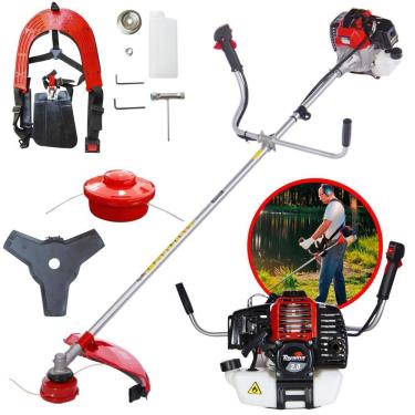 Imagem de Aparador de Grama Com Sistema Anti-Vibração Toyama RT52L À Gasolina 2T 52cc 10.000rpm 2HP de Potência Roçadeira Com Lâmina 3 Pontas + Carretel Nylon