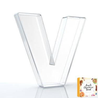 Imagem de Bandeja preenchível com letras de charcutaria acrílica de 25,4 cm, pratos de servir reutilizáveis em formato de número do alfabeto para tábua de charcutaria, frutas, doces, bolos, decoração de festa