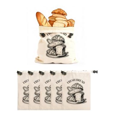 Imagem de CHADWICK Sacos de pão de cera de abelha – Linho orgânico reutilizável com padrão de designer – Preservação de frescor para fermento, pão caseiro – Saco de armazenamento de alimentos adequado para