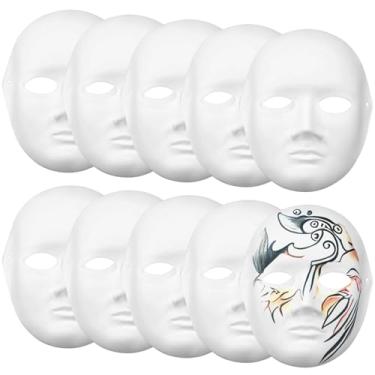 Imagem de Pacote com 10 máscaras de papel machê de rosto inteiro — Máscaras em branco masculinas e femininas DIY para pintura, artesanato e decoração