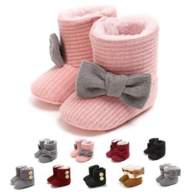 Imagem de Botas infantis de inverno para bebês meninas sapatos de sola macia antiderrapante infantil neve quente pré-andador recém-nascido botas, B-pink, 6-12 Months Infant