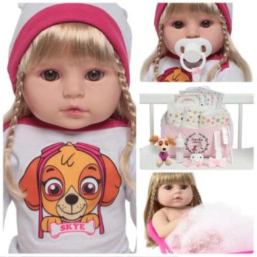 Imagem de Bebê Reborn Valentina Loira Com Bolsa Acessórios Completa - Cegonha Re
