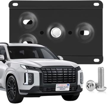 Imagem de Moldura de placa frontal resistente compatível com Hyundai Palisade, Santa Cruz, Santa Fe 4ª geração TM, Tucson 4ª geração NX4, Tucson Plug-in Hybrid 4ª geração NX4, local, suporte de grade antifurto