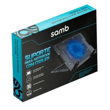 Imagem de Suporte Para Notebook Com Cooler Silencioso Com 5 Níveis de Ajuste Ergonômico, 2 Saídas USB Adicional e Iluminação Interna Base Para Notebook de Até 19 Polegadas Ergonômico para Jogos e Trabalho