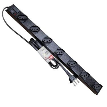 Imagem de Régua Filtro de Linha Metálico 7 Tomadas Espaçadas, Cabo 1,5 Metro, Fusível 10A, Chave Liga/Desliga – Extensão Profissional