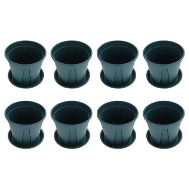 Imagem de 8sets Thick Root Control Pots Breathable Planting Containers for and Nursery Pots Drainage Tray for Home Gardening and Transplanting(Green 4)
