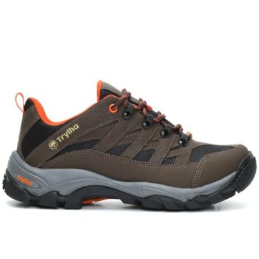 Imagem de TRYLHA Tênis Masculino Crestwood para Hiking, Couro Impermeável, Palmilha em Gel waterproof (MARROM, BR, Adulto, Numérico, 44)