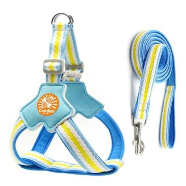 Imagem de COODEO Peitoral antipuxão para cães com tiras refletivas e acolchoamento respirável e design antiescape, treinamento e caminhada de cães com ajuste rápido (azul, PP)