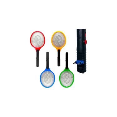 Imagem de Raquete Elétrica Mata Insetos Recarregável, Bivolt 110V/220V, com LED Indicador, Grade de Proteção, 51 x 22cm, Cores Sortidas
