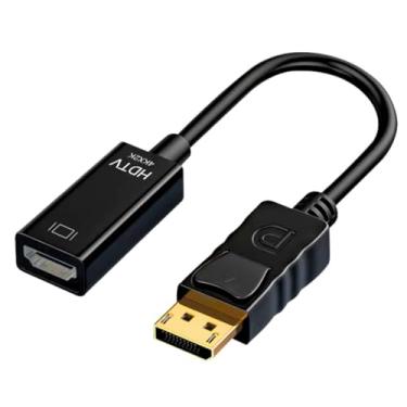 Imagem de Adaptador DisplayPort para HDMI 1080p 4K, DP 1.2 Macho para HDMI Fêmea, Cabo 20cm com Trava de Segurança, Compatível com PC Desktop, Notebook e Monitores HDMI