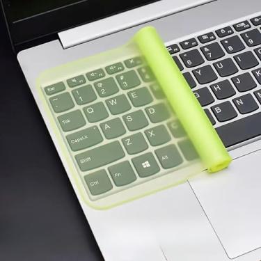 Imagem de Película universal para teclado de 2 peças – capa de silicone à prova d'água para laptops de 12 a 14 polegadas - amarela