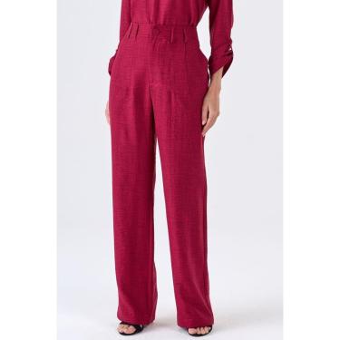 Imagem de Calça PKS Alfaiataria Com Pespontos Bordô-Feminino