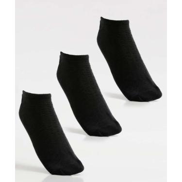 Imagem de Kit 3 Pares Meias Cano Curto Masculina MR-14456, Preto, 39/43