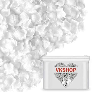 Imagem de VKshop 1200 pétalas de rosa brancas – pétalas artificiais de flor de rosa falsa para o dia dos namorados, decorações de casamento, pedido romântico, aniversário, festa, decoração de corredor, florista