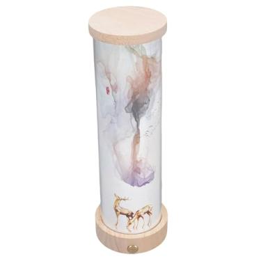 Imagem de SUNGOOYUE Luz Noturna de Canto, Abajur de Mesa Ambiente Criativo Recarregável Com Base de Madeira e Abajur de Acrílico para Quarto, Sala de Estar e Acampamento de Berçário