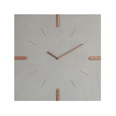 Imagem de Relógio de parede Relógio de parede minimalista, silencioso, alimentado por bateria, alta compatibilidade para decoração de casa(Large gray square)