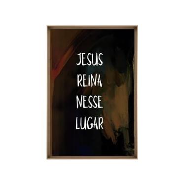 Imagem de Quadro Decorativo com Vidro Sala Hall Quarto 84x124cm Marrom Jesus Reina