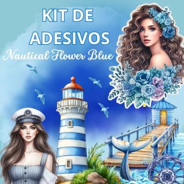 Imagem de Kit Adesivos Scrapbook Biblia Journal Nautical Floral Blue - SAKURA SH