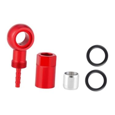Imagem de simhoa Conjunto de conexões para freio hidráulico de bicicleta, incluindo o conector banjo, a manga oliva para mangueira de freio a disco e o inserto para, Vermelho