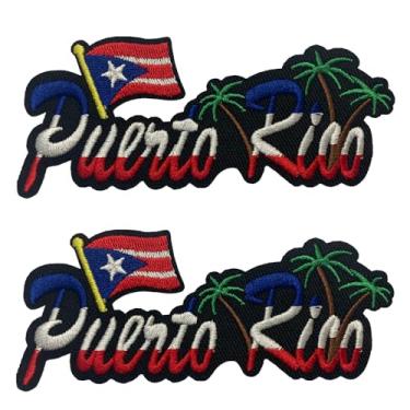 Imagem de 2 peças de bandeira Pureto Rico e coqueiro em adesivos costurados (PR-2)