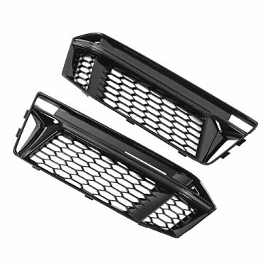 Imagem de aqxreight 2 Peças Preto Brilhante Pára-choque Dianteiro Luz de Nevoeiro Guarnição da Tampa da Grade 8W0807681K Substituição para S4 B9 Modelo Esportivo Adequado para Modelo OE para Grade de Luz de