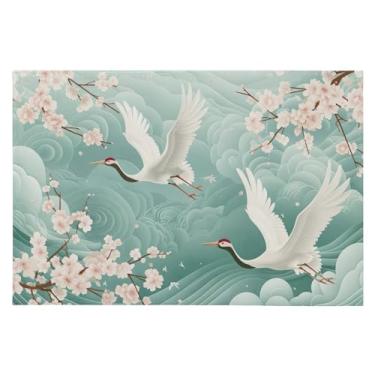 Imagem de Wassud Tapete de porta de guindaste branco 61 x 89 cm, tapete de área lavável antiderrapante com suporte de borracha, tapete macio e macio para sala de estar, quarto, entrada, entrada