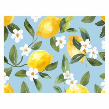 Imagem de Jogo Americano Mesa Posta Kit 2 a 12 Unidades Impermeável Decoração de Mesa (Limão Siciliano 2,Kit 12 peças)