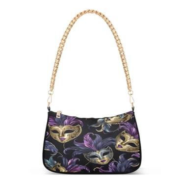 Imagem de CEBUGI Bolsas transversais femininas bolsa de ombro padrão carnaval bolsa clutch elegante com alça de corrente
