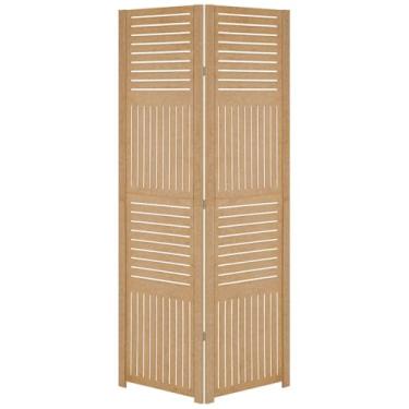 Imagem de 2 Biombo Sanfonado Repartido Divisor De Ambiente Folha Madeira Mdf Painel Separador Divisória Vazado Liso Fechado Horizontal(Horizontal Vertical)