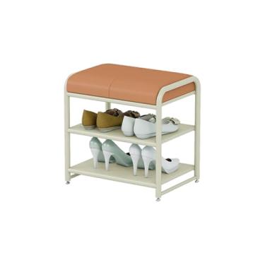 Imagem de uhyOHF Banco de sapateira, bancos de armazenamento, banco de fim da cama, organizador de armazenamento otomano, prateleira de sapatos estofada de couro PU, banco de sofá para entrada, quarto, sala de